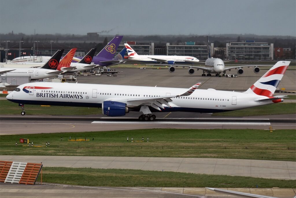 British Airways Airbus A350-1000 G‑XWBE at Heathrow Airport