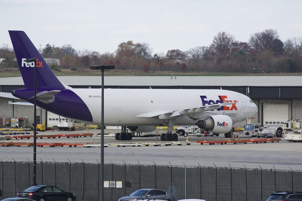 FedEx Airbus A300‑600F N682FE on the ground at the airport.
