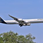 Lufthansa Airbus A340-642 approaching JFK Airport