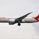 Air India Boeing 787‑8 Dreamliner approaching the runway.